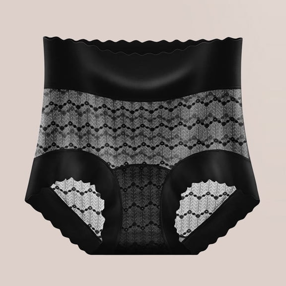 Ohufall Women's Briefs Underwear Sexy Solid Color Lace High Waist Tummy Control Briefs Light Breathable Shapewear Panty