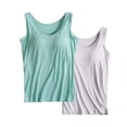 thumbnail image 6 of SNOWSONG Shelf Bra Tank Tops for Women Women's Stretch Camisole with Chest Pad Vest Underwear, Camisoles with Built in Bra, Plus Size Camisoles, Tank Tops for Women 2Pcs Vest Gray2 L, 6 of 6