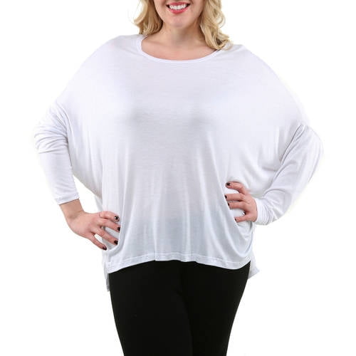 USA Women Dolman Top Shirt Long Sleeve Scoop Neck Asymmetrical Tunic PLUS S M L