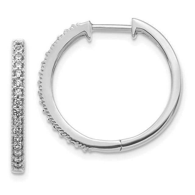 Quality Gold EM4272-025-WA 14K White Gold Diamond Milgrain Hinged Hoop Earrings