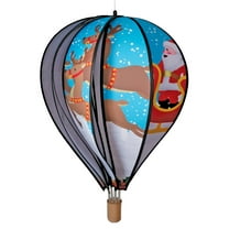 Hot Air Balloon Hanging Garden Spinner 22" - Vibrant Santa and Sleigh Design, Weather-Resistant Outdoor Decor, Durable & Lightweight for Patios, Yards, and Gardens - Eye-Catching Wind Spinner