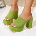 thumbnail image 3 of SACFOF Women's Chunky Platform Sandals Block Heel - Slip On Elastic Band Dressy Shoes Square Toe Comfort Soles, 3 of 6