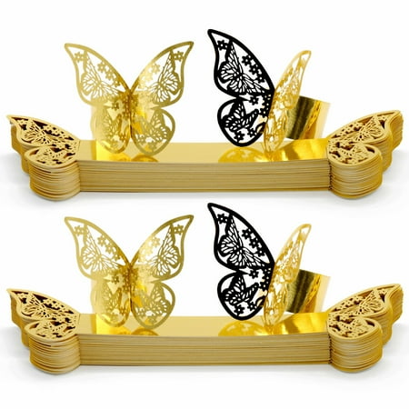 

Napkin Button Butterfly Napkins Holder Towel Decoration Reflective Gold Silver Party Supplies Laser Cut Paper