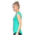 thumbnail image 2 of Expert Brand USA-Made Women's MoCA Cotton Blend Cap Sleeve T-Shirt, Bright Teal, Large, 2 of 5