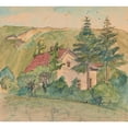 thumbnail image 2 of Sofija Paraszczuk 22x20 Gold Ornate Framed and Double Matted Museum Art Print Titled - House Among the Trees Against the Background of the Hill (1931), 2 of 4