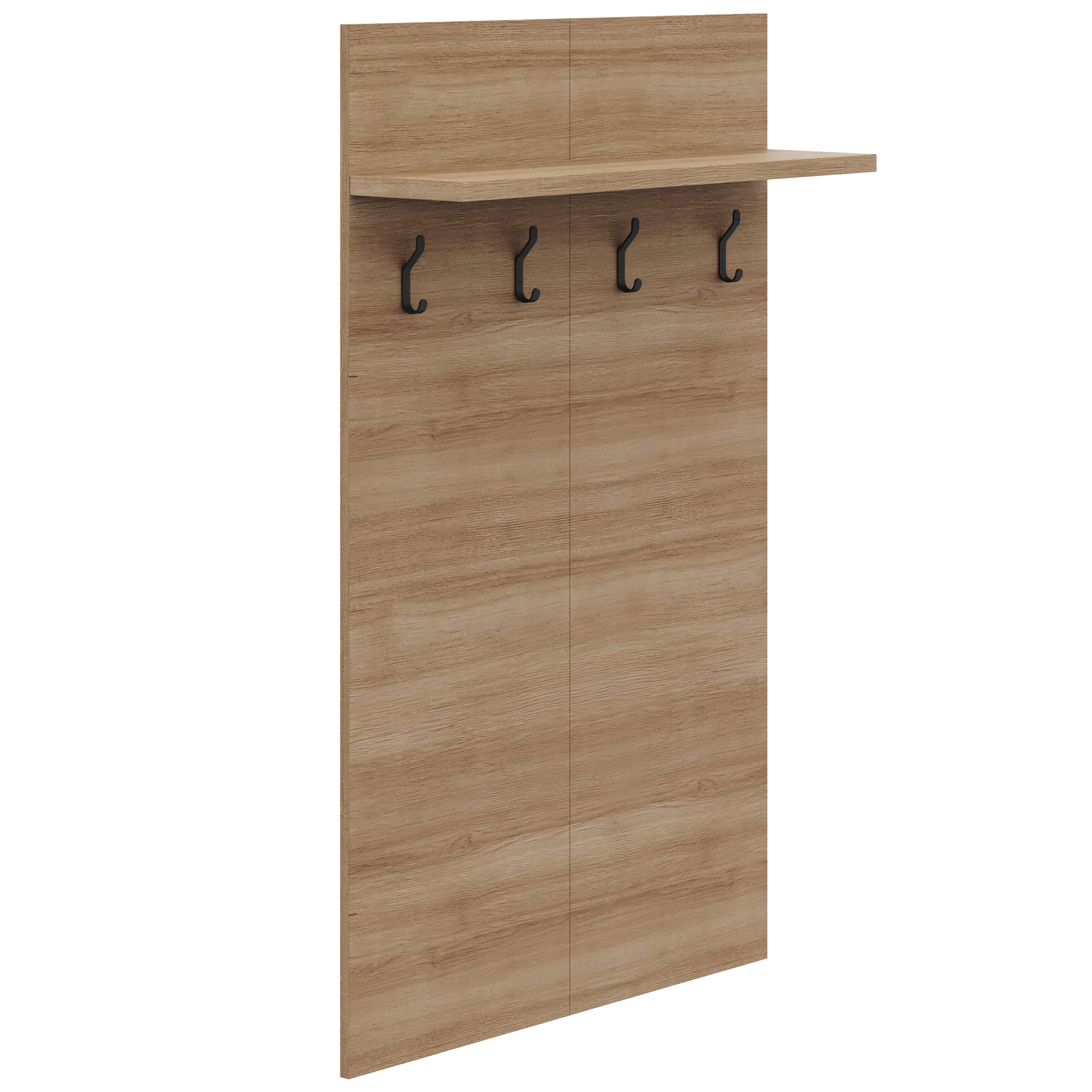 Nexera Porto Entryway Wall-Mounted Coat Rack with Shelf, Brown Oak