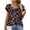 Floral Black, variant on Womens Tops Summer Double Ruffle Short Sleeve V-Neck Casual Blouses, White Blue-3XL(US 24-26)