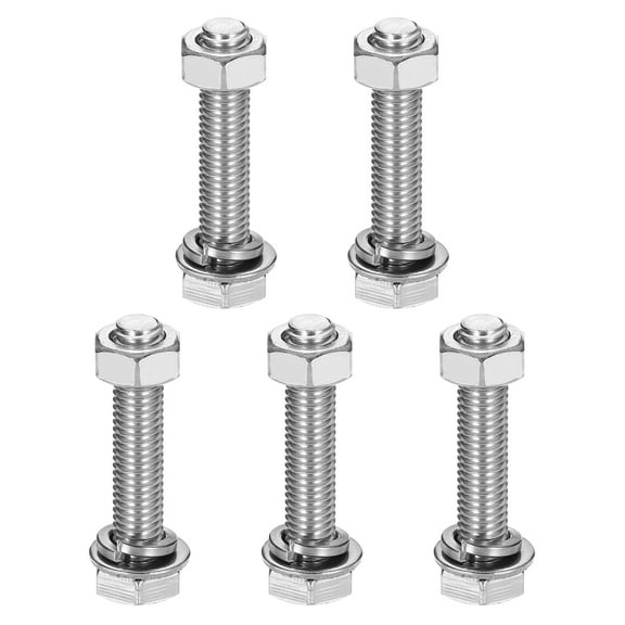 M8 x 40mm 304 Stainless Steel Hex Head Screws Bolts, Nuts, Flat & Lock Washers Assortment Kit, 5 Sets