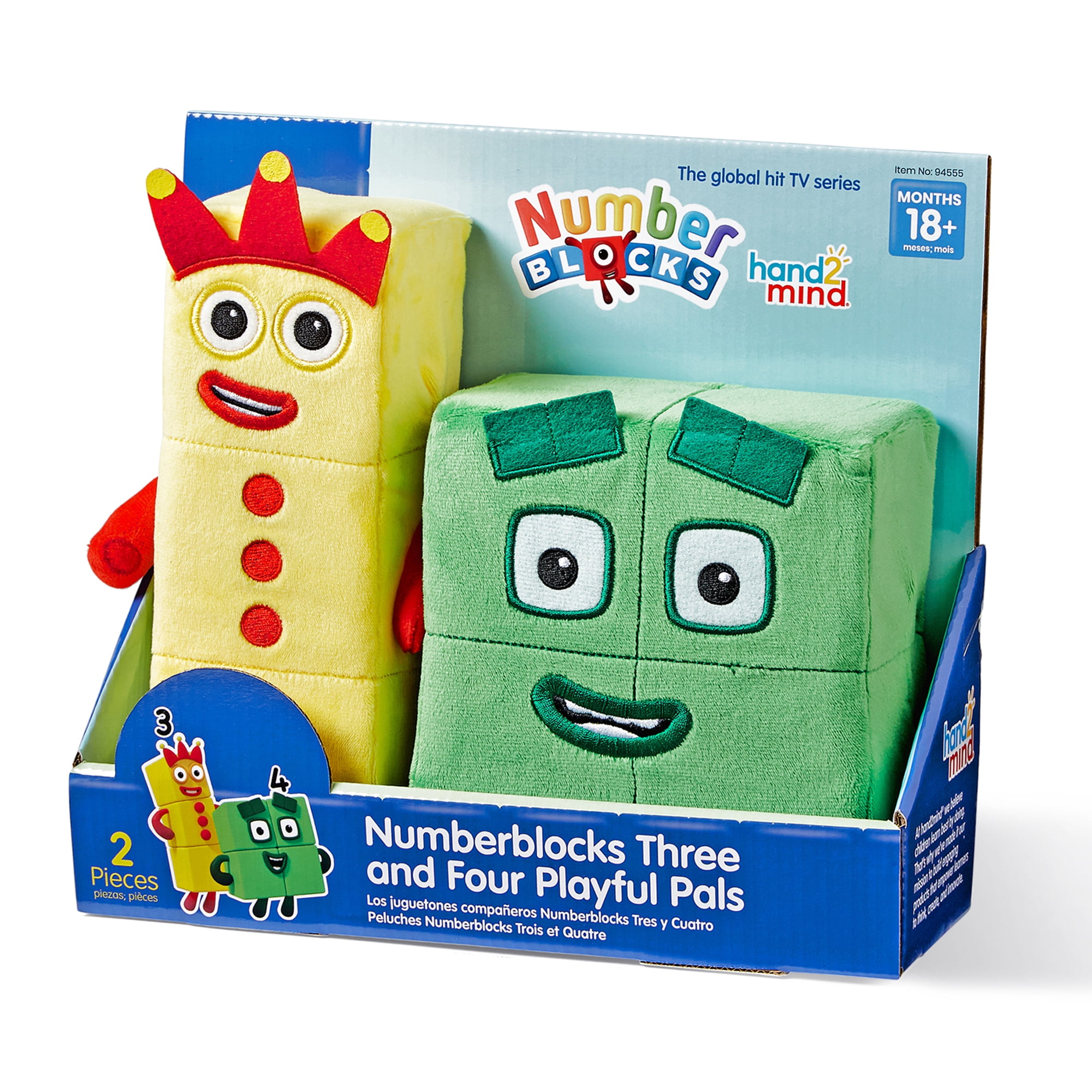 hand2mind Numberblocks® Three and Four Playful Pals 8 and 12 Plush