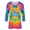 thumbnail image 4 of Enjoytime Easter Womens Tops Cute Eggs Bunny Print Crew Neck 3/4 Sleeve T Shirts Loose Casual Plus Size Shirt, 4 of 4