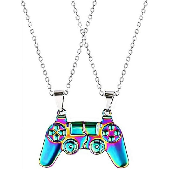 Matching Necklace for Couples, Magnetic Game Controller Necklace, Friendship Necklace for Best Friends Sister Necklace, Valentine's Him and Her Lovers BFF Friendship Jewelry(Colourful)