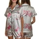 thumbnail image 4 of HITIME Pijama de Satín para Mujer Talla M, Conjunto de Short y Playera de Verano, Tela de Lujo Suave y Transpirable, Ideal para Dormir o Lounge, 4 of 10