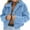 Blue, variant on Women's Plus Size Winter Warm Fleece Coat Fuzzy Faux Fur Jacket Long Sleeve Zipper Outwear