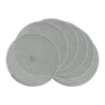 Round Placemats Set of 6 Woven Placemats for Dining Table Decor Indoor Kitchen Table Mat Wipe Clean Gray 15inch