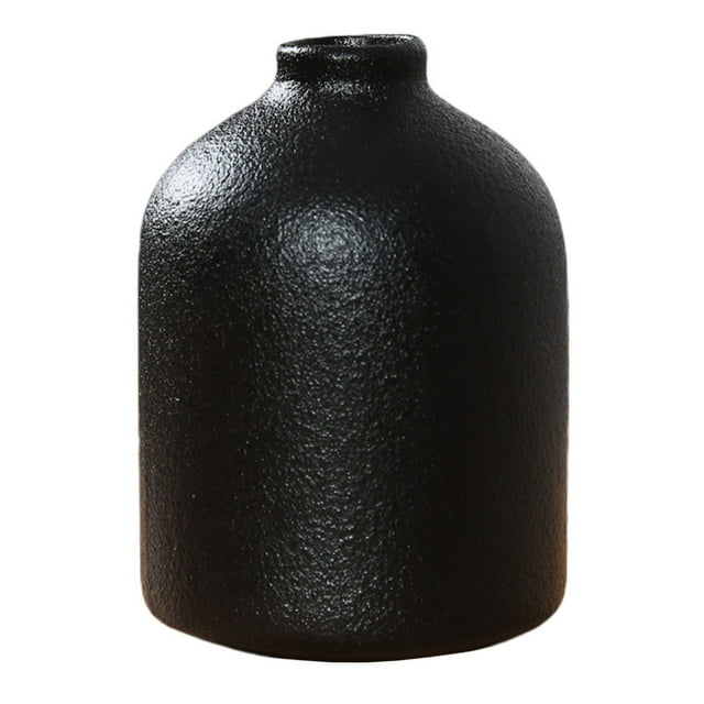 Shisuyan 1Pc Creative Simple Ceramics Vase Home Decorative Vase Chic Flower Holder Black