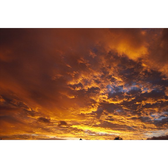 Spectacular Large Clouds At Sunrise Orange Pink Golden Sky A35F Canvas Art - Mary Van de Ven  Design Pics (38 x 24)
