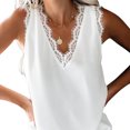 thumbnail image 3 of Blusa casual Jumpingount de mujer Encaje Cuello en V Sin mangas Blanco XL, 3 of 7