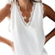 thumbnail image 3 of Camiseta de mujer Encaje Cuello en V Sin mangas Blusa casual Top de verano, Blanco, XL Yuarrent AP001334-04, 3 of 7