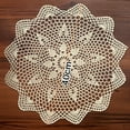 thumbnail image 2 of Lefu Round Lace Table Cloth Flower Tablecloth Vintage Crochet Doily Mats Home Decor, 2 of 8