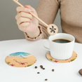 thumbnail image 3 of Leather Coasters with Heat-resistant for Drinks, Tropical Beach With Starfish -标题2 Round Shape, 3 of 5