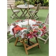 thumbnail image 3 of Outdoor Tablecloth with Umbrella Hole and Zipper, Cardinal Bird Round Table Cloth 54 Inch Waterproof Tablecloth, Winter Poinsettia Berry Pine Cones Floral Picnic Table Cover for Patio Camping, 3 of 7