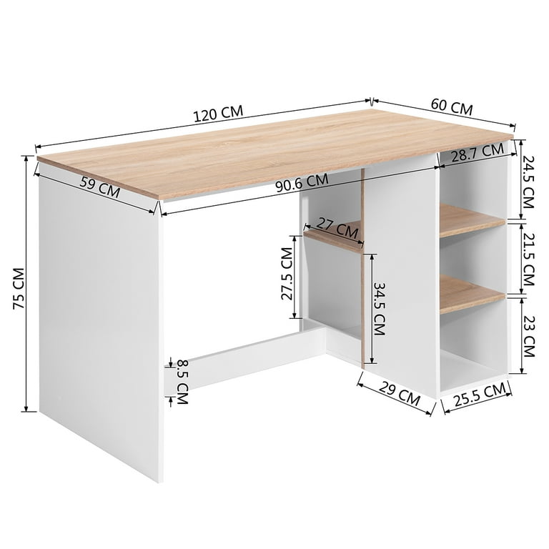 Dropship 47.2 Computer Desk With 5 Storage Shelves, Modern Study Writing  Desk For Small Spaces Gaming Desk, Multipurpose Student Learning Table  Workstation For Home Office, Easy Assembly (Oak White) to Sell Online