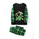 thumbnail image 5 of Pijamas familiares navideños a juego, camiseta de manga larga con estampado de dinosaurios de dibujos animados y pantalones a cuadros. Ropa de dormir y estar por casa., 5 of 10