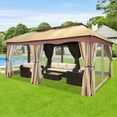 thumbnail image 5 of COBIZI 12X20 Heavy Duty Gazebo Outdoor Gazebo with Mosquito Netting and Curtains,Canopy Tent Deck Gazebo with Double-Arc Roof Ventiation and Metal Steel Frame Suitable for Lawn, Backyard, Patio,Khaki, 5 of 12