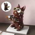 thumbnail image 3 of Estatua de de resina moderna Cool Multifuncional Artesanía creativa Estatua de arte para escritorio ración del hogar Sala marrón Baoblaze Estatua de bulldog, 3 of 8
