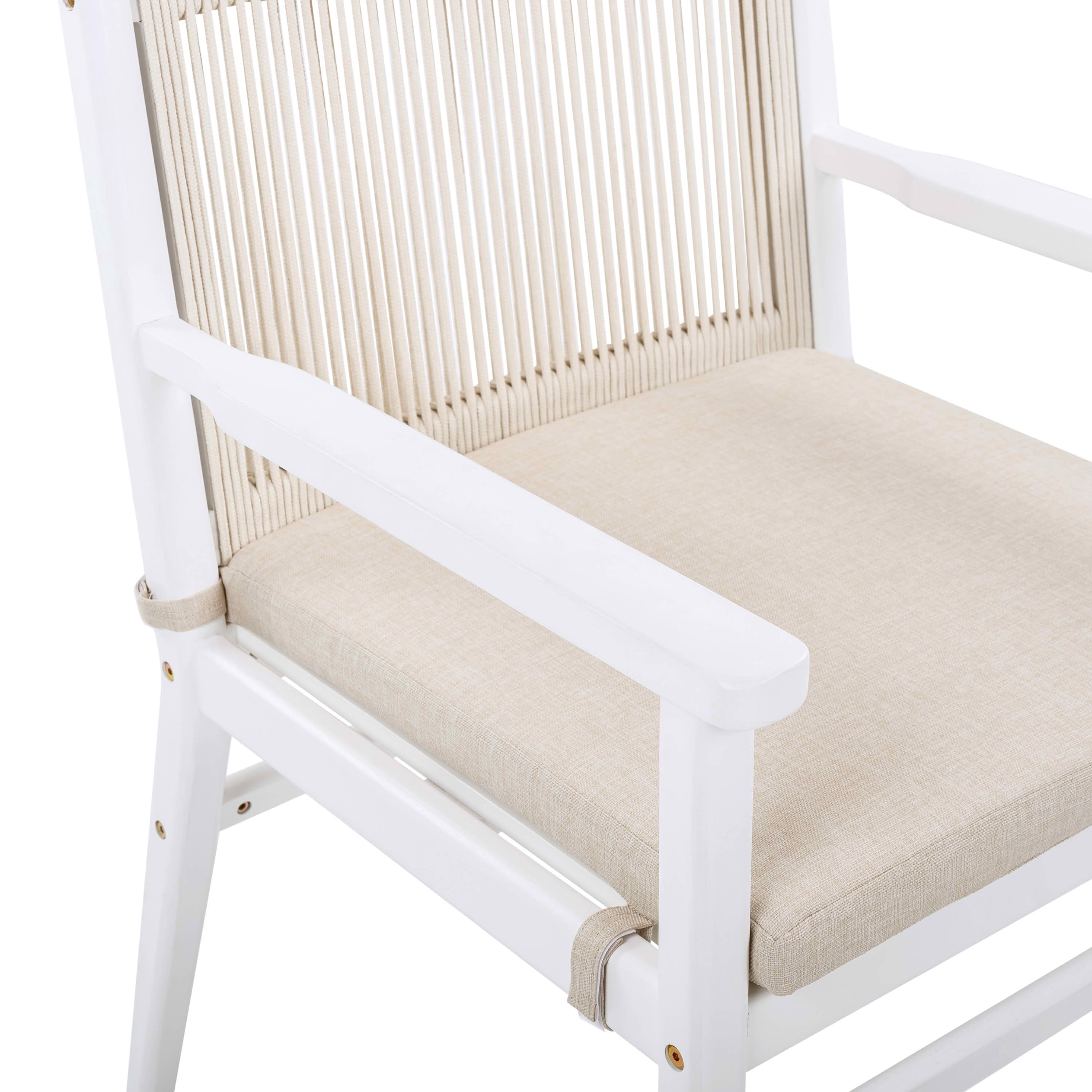 MAYEERTY Set of 2 Patio Vintage Rattan Solid Wood Dining Chairs with Waterproof Cushions