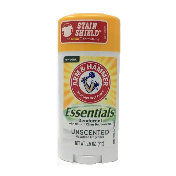 Arm & Hammer Essentials Natural Deodorant, Unscented 2.5oz, 4 Pack