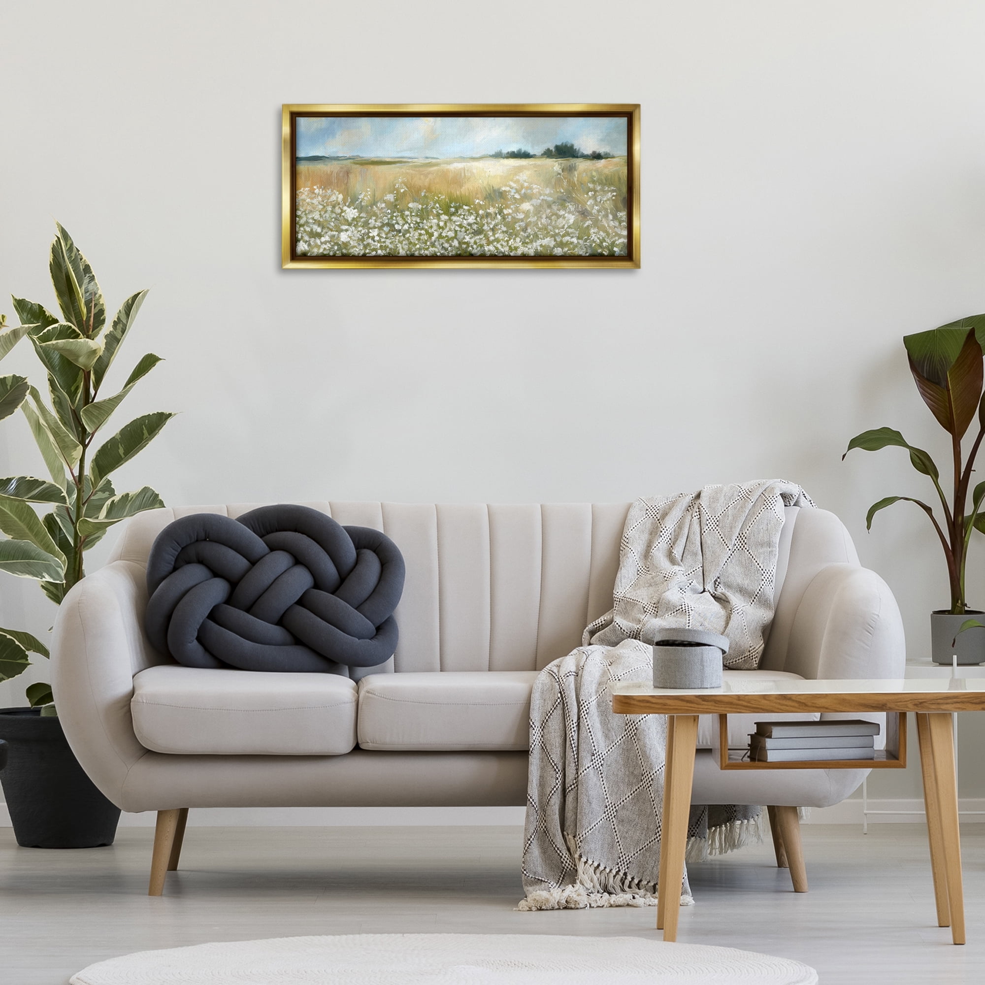 Stupell Industries Panoramic Prairie Horses Landscape & Nature Photography Gold Floater Framed Canvas Art Print Wall Art, 31 x 14
