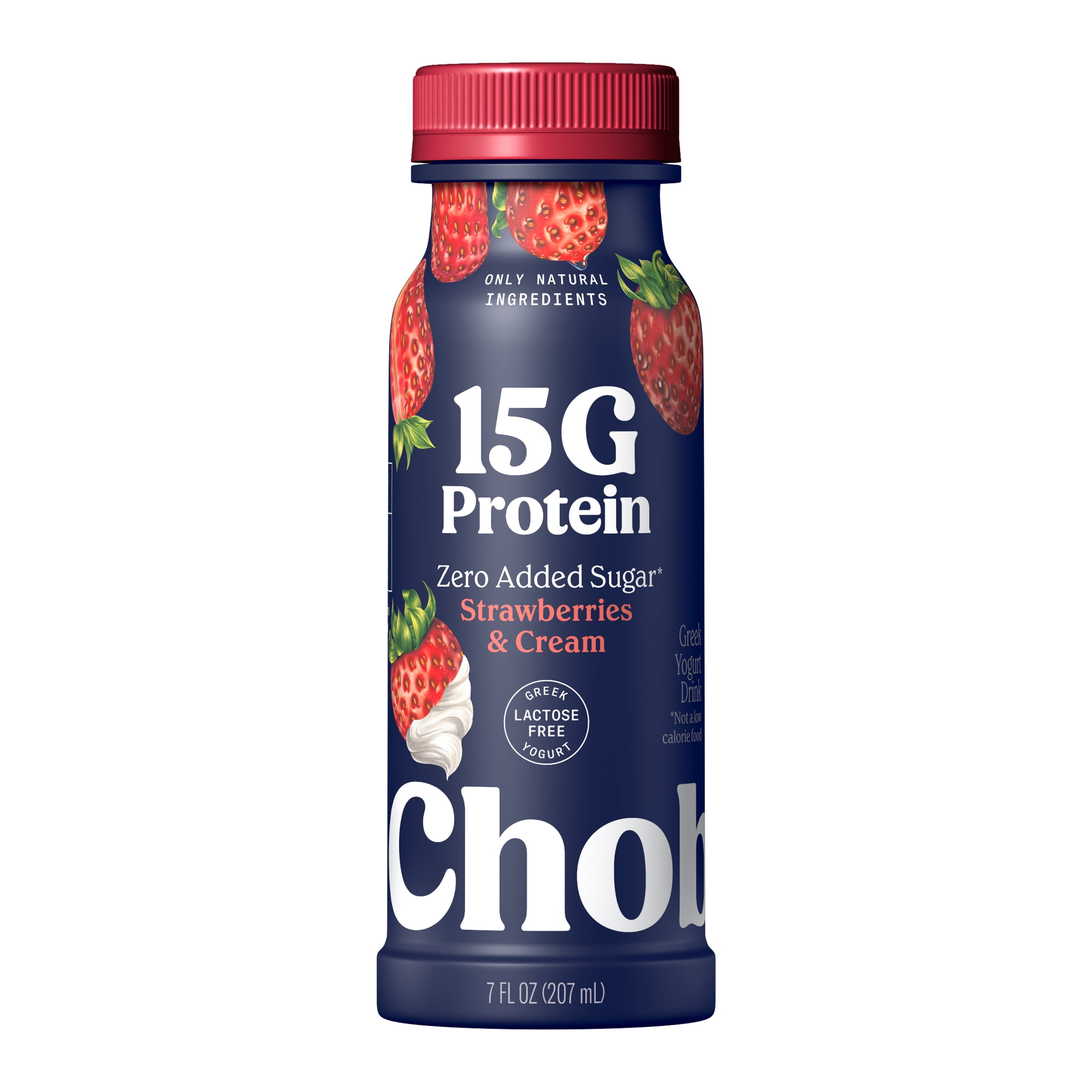 Chobani 15G Protein Low-fat Greek Yogurt Drink Strawberries & Cream 7 fl oz Bottle