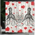 thumbnail image 4 of Ambesonne Love Shower Curtain, Octopus Sketch and Hearts, 69"Wx70"L, Vermilion Charcoal Grey, 4 of 5