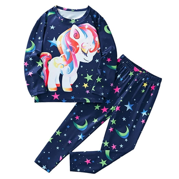 Kogui Girl's Pants Set Toddler Kid Girl Cute Clothes Sweatshirt Top and Flare Leg Pants 2-Piece Fall Winter Outfits Size 2T 3T (Dark Blue,2-3 Years)