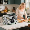 thumbnail image 4 of Renewold Toaster Oven Cover Stain-Resistant Washable Polyester Smart Oven Air Fryer Countertop Appliance Protective Case Home Kitchen Decor, 20.5 x 16.5 x 10 Inches, Horse Marble Black, 4 of 7