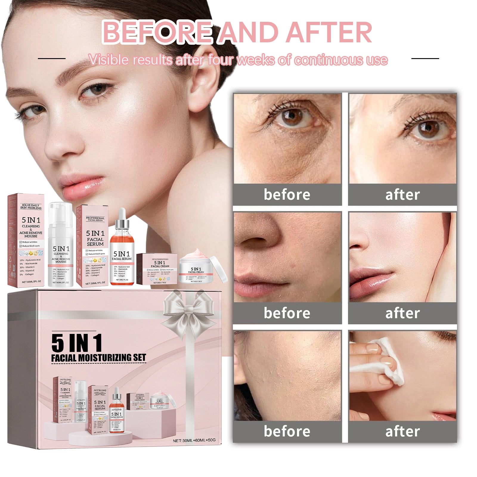 Alvantor Travel Friendly Hydrating Facial Serum, Cream, and Cleanser Set for Women and Teens