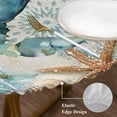 thumbnail image 4 of Retro Crab Round Fitted Table Cover Nautical Starfish Summer Beach Bohemian Floral Waterproof Table Cloth with Elastic Edge Wipeable Tablecloth for Picnic Camping Party Fits 55"-60" Diameter, 4 of 8