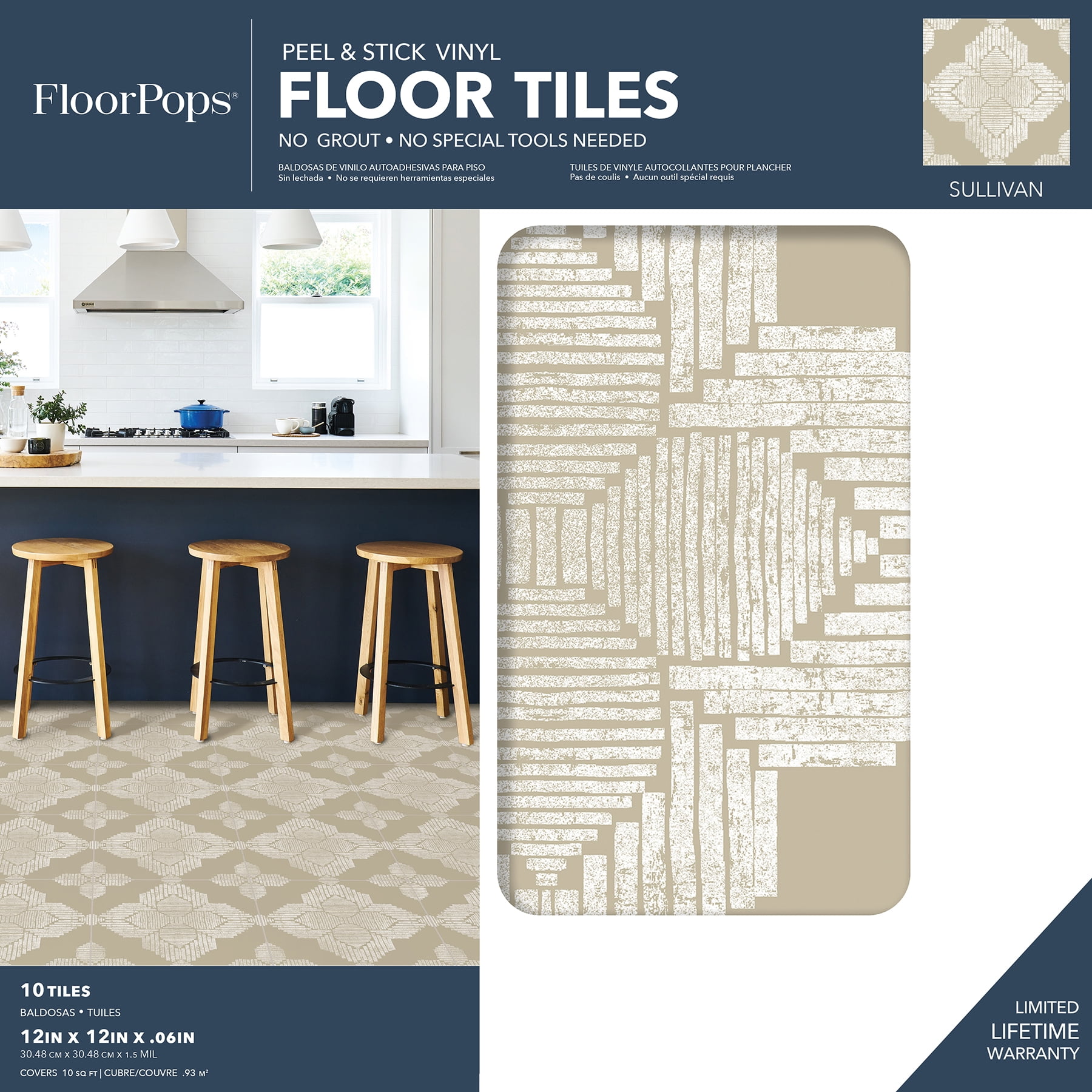 FloorPops 12-in by 12-in Sullivan Vinyl Peel & Stick Floor Tiles