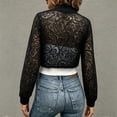 thumbnail image 3 of FRSASU Jackets for Women Summer Cropped Lace See Through Jacket Long Sleeve Zip Up Lightweight Fall Outwear Coats Black, 3 of 7