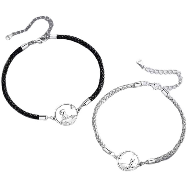 Set de pulseras de plata 925 para parejas, diseño de Principito