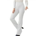 thumbnail image 3 of ZHYou No Boundaries Women Pull On Straight Leg Dress Pants,High Waisted Slacks with Pockets Belt Loops for Business Casual Wear ,White,Size M, 3 of 7
