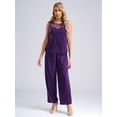 thumbnail image 4 of LiiYii Women 3 Piece Chiffon Pant Suits Plus Size Mother of The Bride Outfits Wedding Guest Dress Suits Evening Party Gowns Purple-A 5XL, 4 of 7
