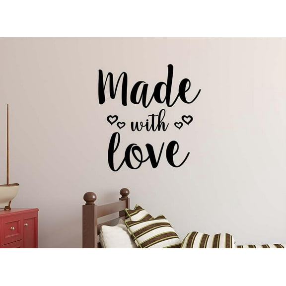 Made with Love 21 X 22 Vinyl Wall Quote Kid's Decal Sticker Decor Baby Calligraphy Art Decor Motivational Inspirational Sticker Decorative Lettering Love