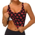 thumbnail image 3 of Gukieu Sexy Red Lips Kiss Print Women's Sports Vest, Low-neck U-shaped Removable Pad Sports Bra for Yoga, Exercise, Dance-Small, 3 of 8