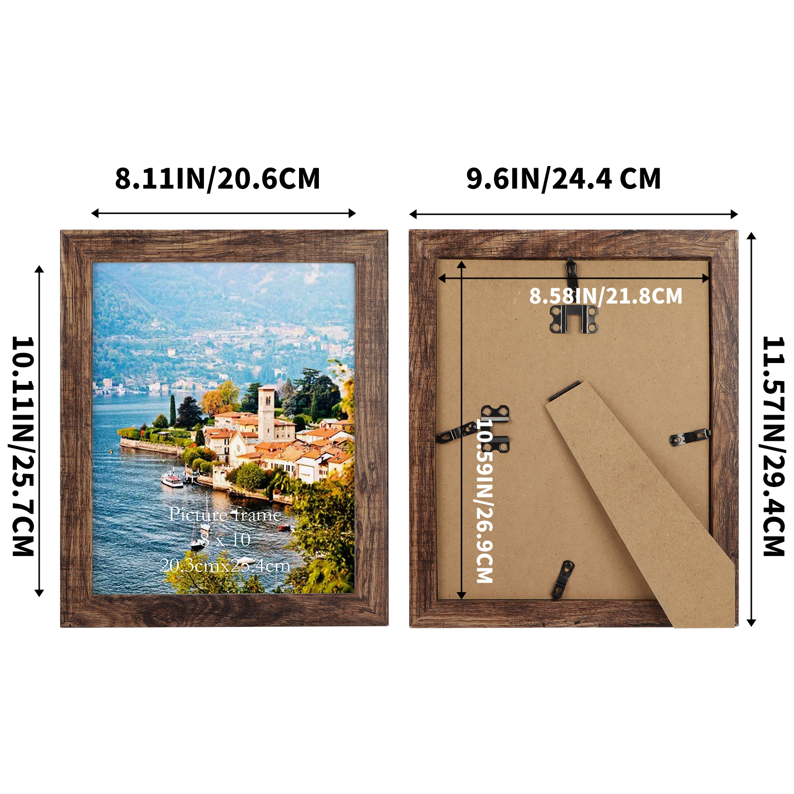 7 Pack 8x10 Picture Frame Set, Rustic Photo Frames Display 8 by 10 inch Photo for Wall or Tabletop, Brown