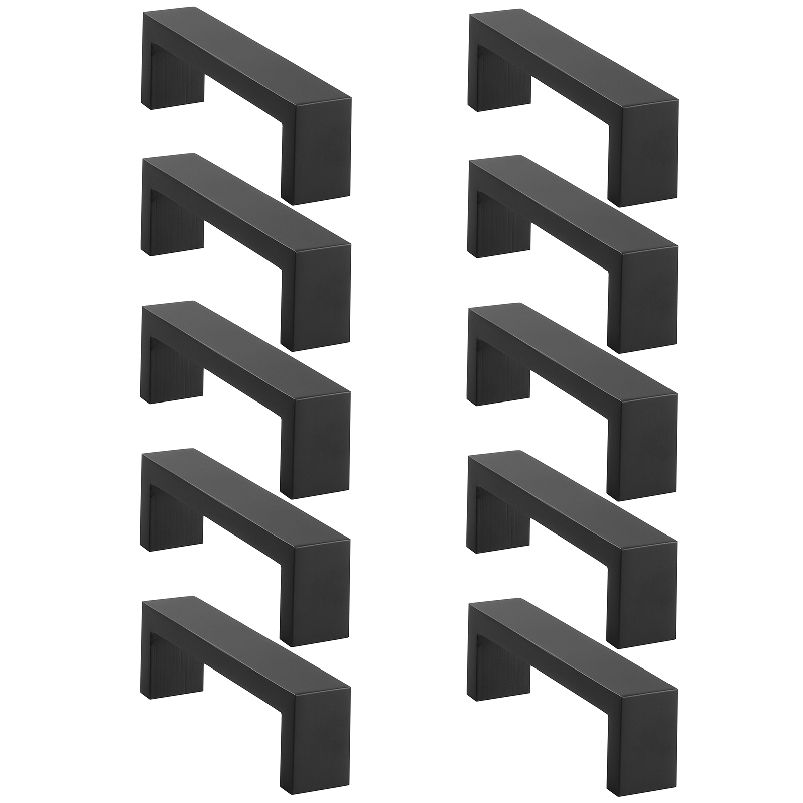 Cauldham Solid Stainless Steel Cabinet Hardware Square Pull Matte Black (3-3/4" Hole Centers) - 10 Pack - image 3 of 6