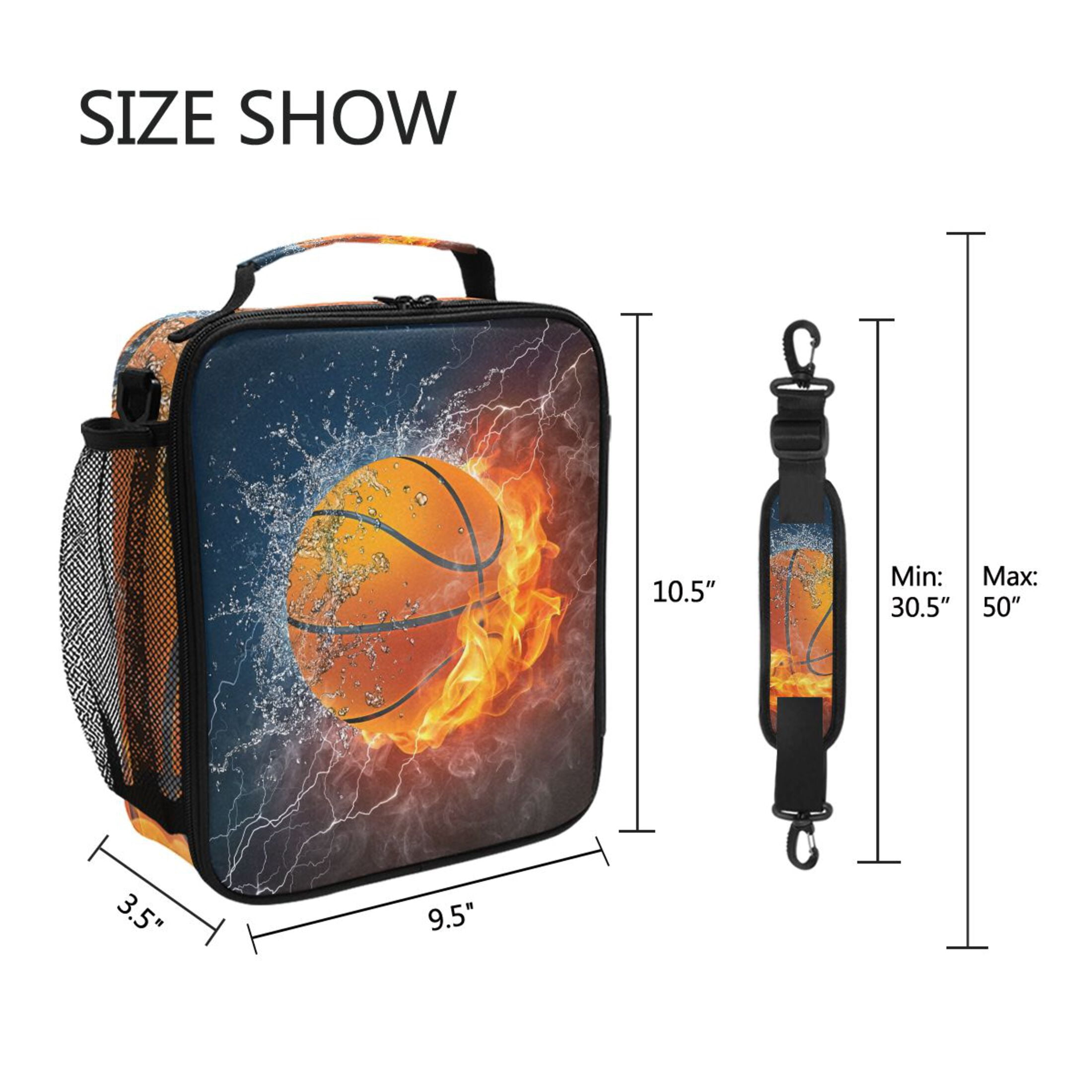 ALAZA Burning Basketball Kids Lunch Box Insulated Lunch Bag Thermal Cooler Tote