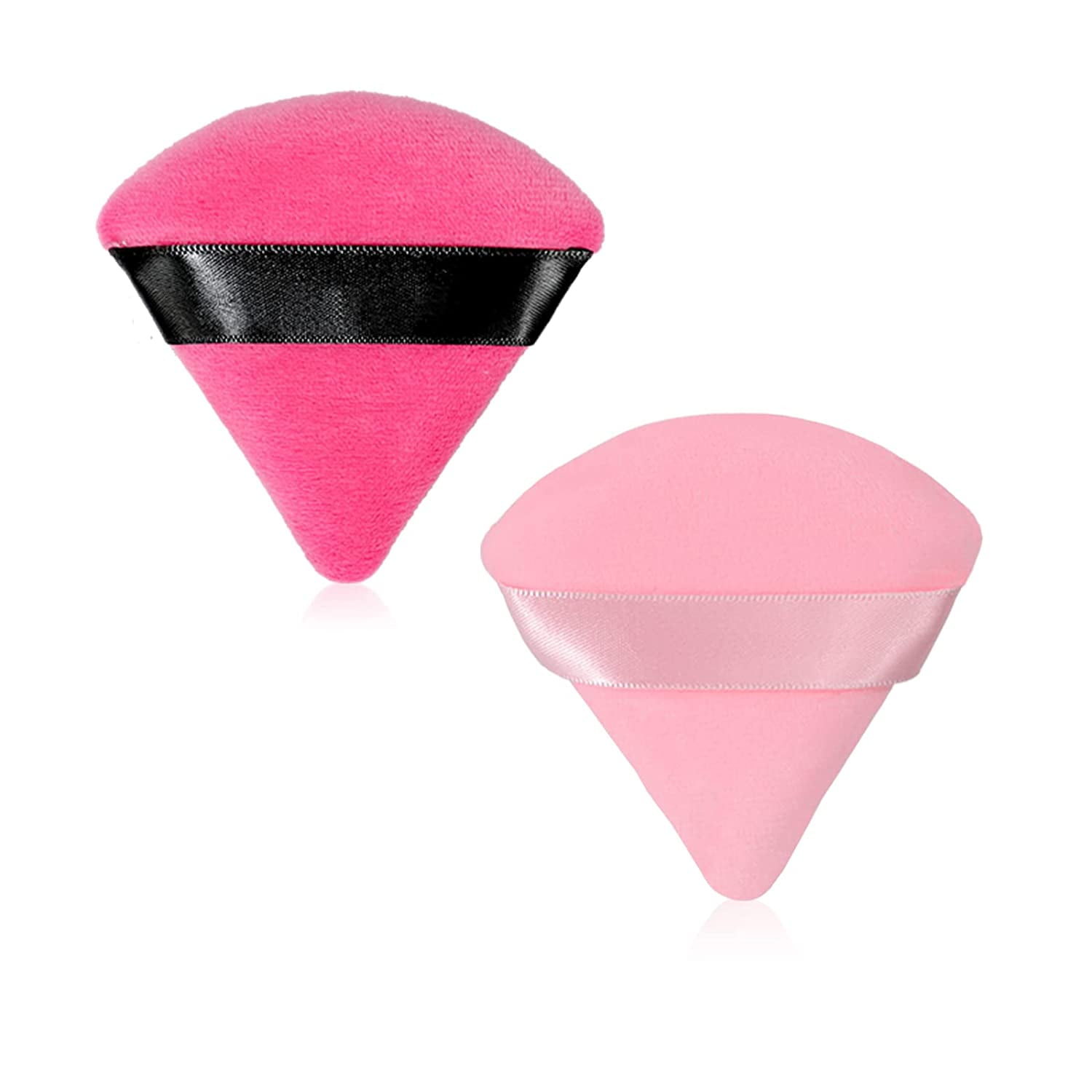 2 Pcs Triangle Velvet Puff Makeup Multifunctional Borlas De Maquillaje for  Under Eye Powder Puff for Wet and Dry Use.Black & Pink
