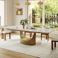 thumbnail image 5 of Extendable Dining Room Table for 6-12, Modern Dining Table 63" to 95" Expandable Dining Table, Faux Marble Rectangle Dining Table with Carbon Steel Base for Kitchen (Table Only), 5 of 6